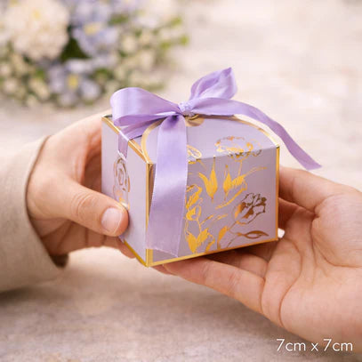 Small Size Square Shape Decorative Folding Storage Box (Purple)
