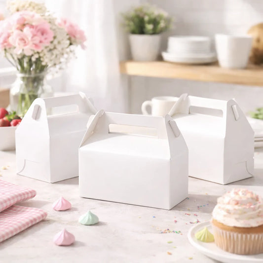 Decorative Folding Paper Gift Boxes (White)