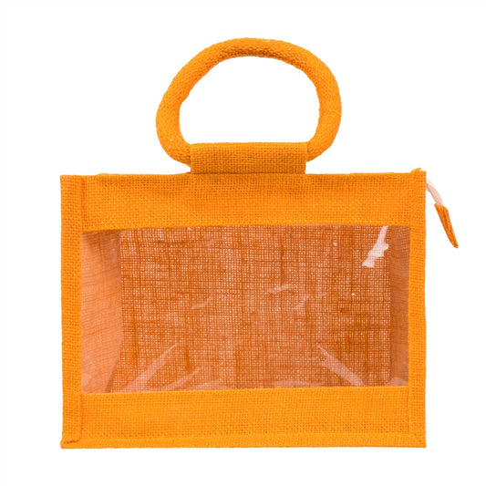 10x8x6 inch Window Jute Hamper Bag β With Zip, Mustard