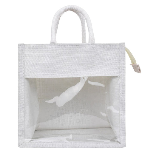 11x11x8 inch Window Jute Hamper Bag β With Zip, Super White