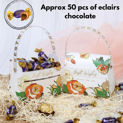 Decorative Folding Storage Box/ Purse style for Return Gift, Birthday, Valentine's Day (White) (8 CM)
