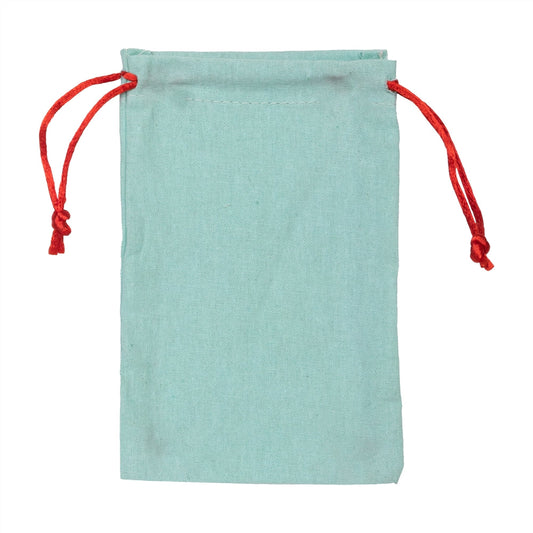 Mint Green Jute Drawstring Pouch with Red String | Wedding Return Gift Bag