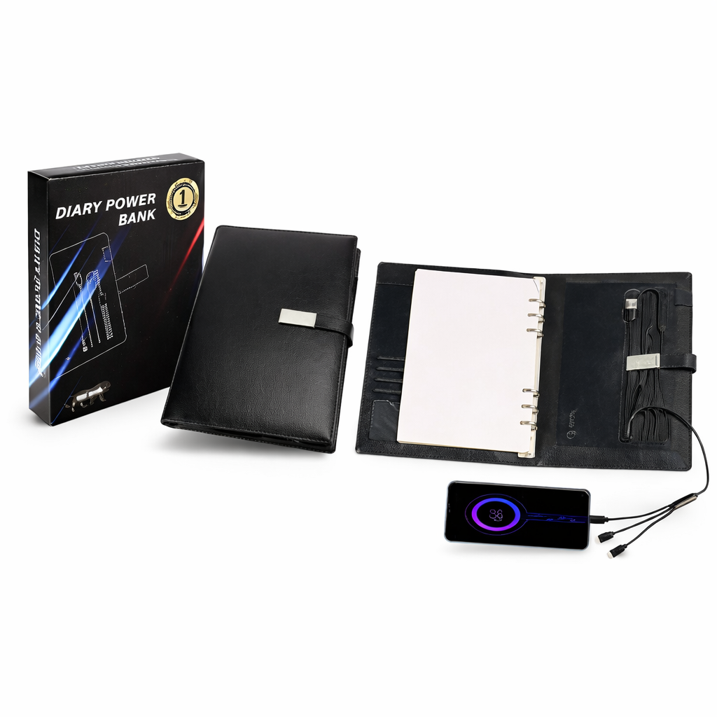 Premium Powerbank Diary Organizer – 5000mAh Corporate Gift (Black)