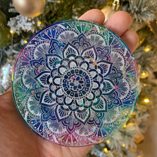 Round Mandala Coaster 4.5Inch 8mm Depth Silicone Mould