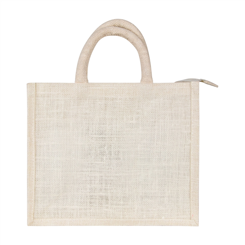 Jute Window Hamper Bag with Lace – Ivory (10 x 8 x 5 Inch)