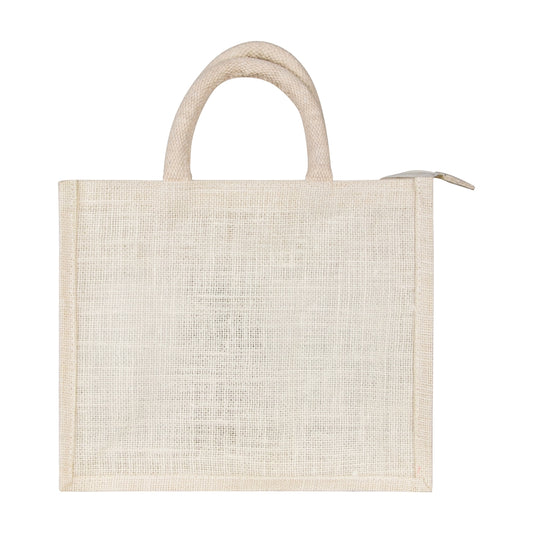 Jute Window Hamper Bag with Lace β Ivory (10 x 8 x 5 Inch)