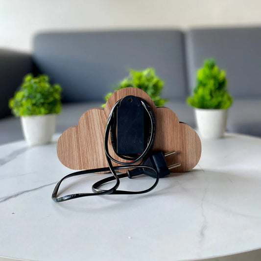 Personalised Cloud Name Lamp with Adapter β Natural Wood Finish (8 Inch)