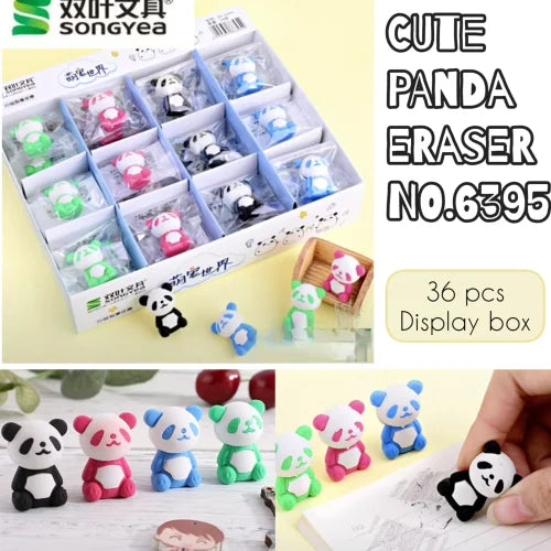 3D Cartoon Panda Eraser for Kids β Single Piece (Assorted Colors)