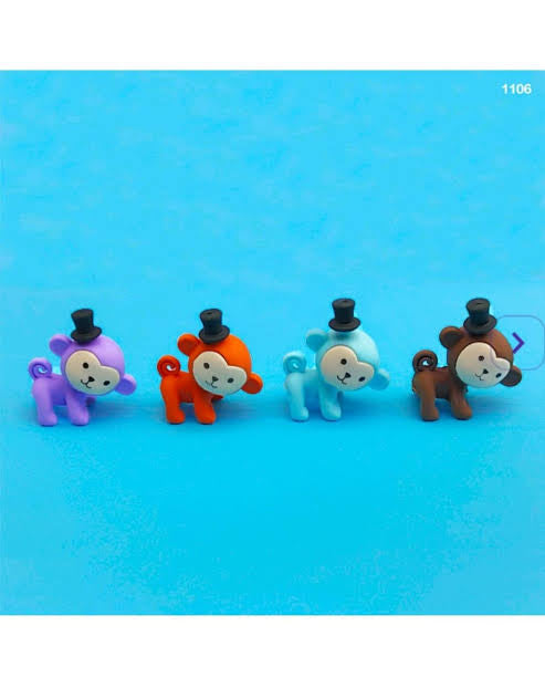 3D Monkey Top Hat Eraser for Kids β Single Piece (Assorted Colors)