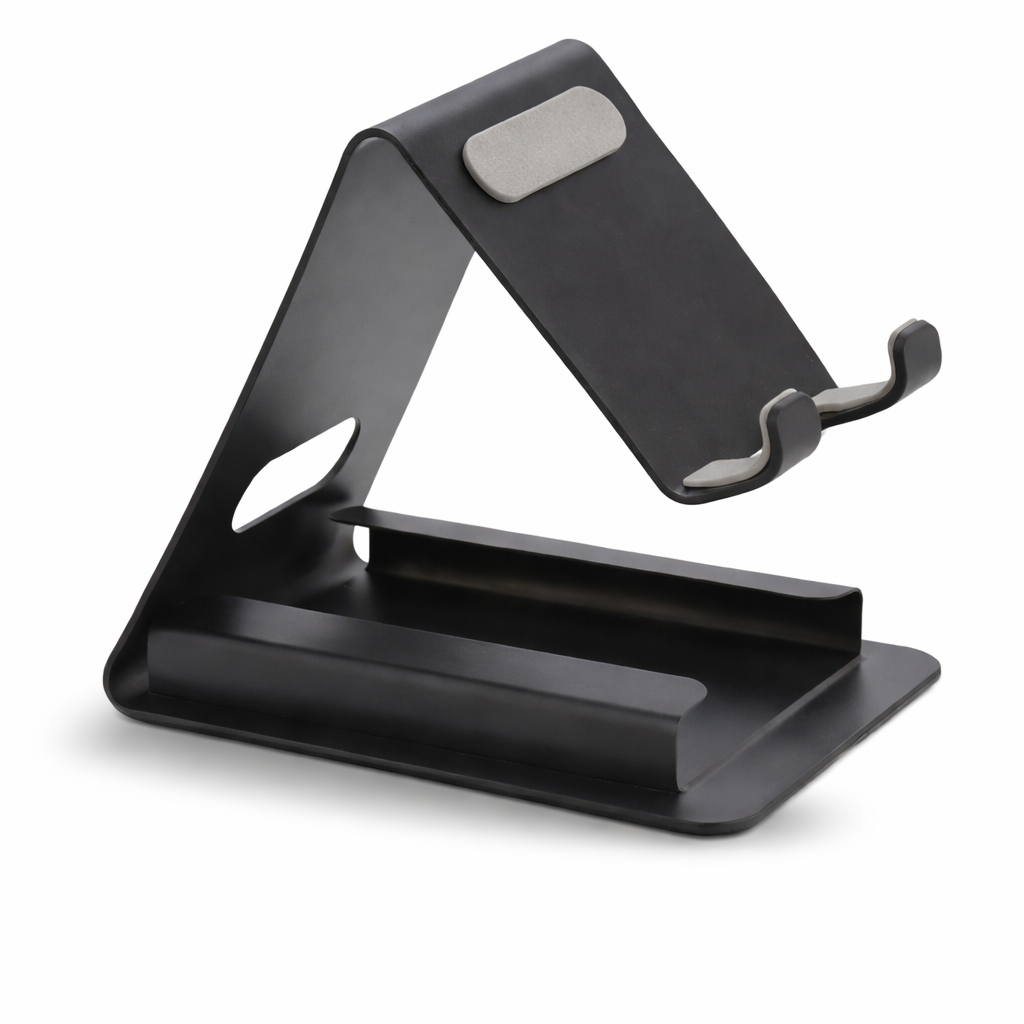 Metal Mobile Stand with Visiting Card Holder – Desk Organizer (Black)