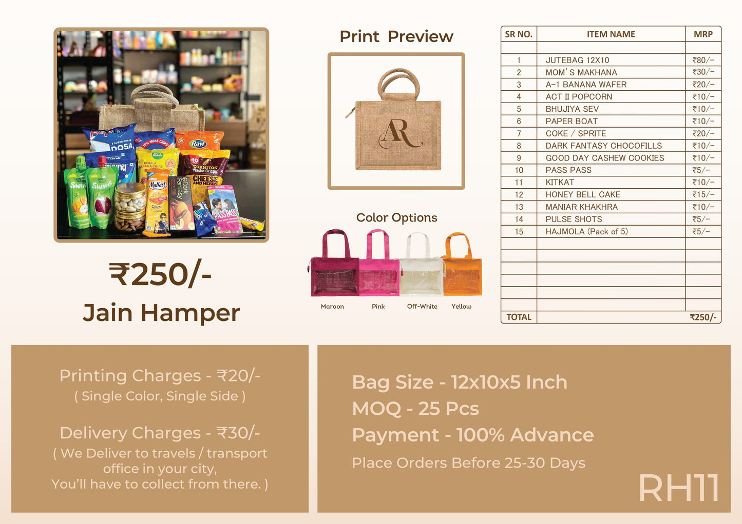 Jain Wedding Room Hamper – ₹250 (RH11)