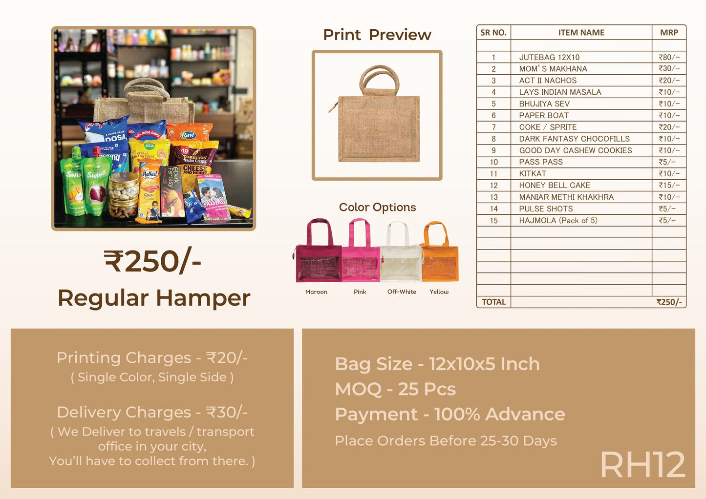 Regular Wedding Room Hamper – ₹250 (RH12)