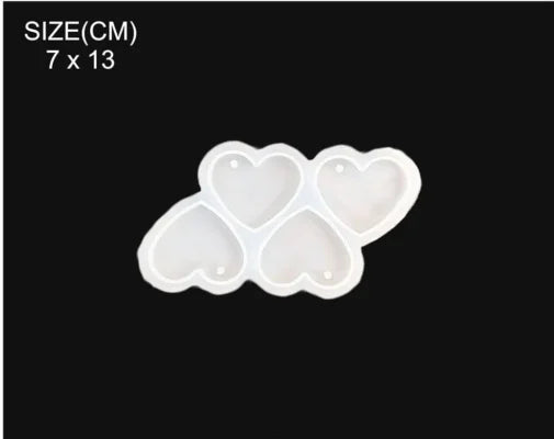 Keychain and Pendant Heart 4 Cavity Silicon Mould