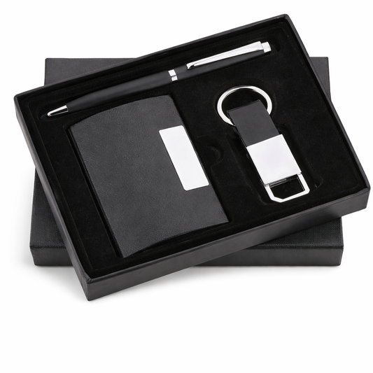 SR-126 / SR-127 Premium Corporate Gift Set β Metal Pen, Keychain & Cardholder