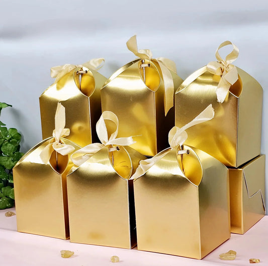 Decorative Folding Storage Box for Return Gift (Golden)
