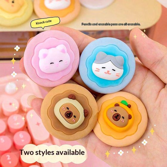 Donut Animal Eraser for Kids β Cute Cartoon Pencil Eraser (Single Piece)