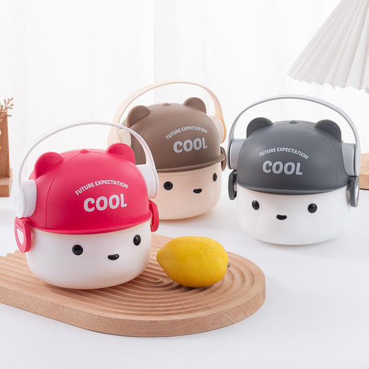 Dumb N Duck “Cool Bear” Kids Lunch Box with Inner Container & Spoon | Cute School Tiffin Box