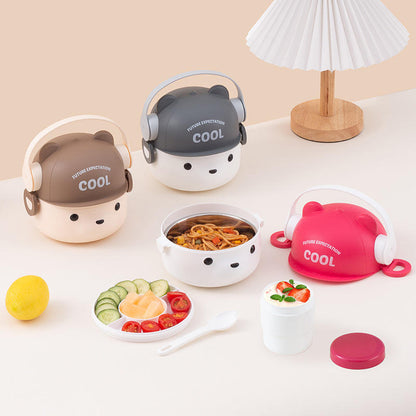 Dumb N Duck “Cool Bear” Kids Lunch Box with Inner Container & Spoon | Cute School Tiffin Box