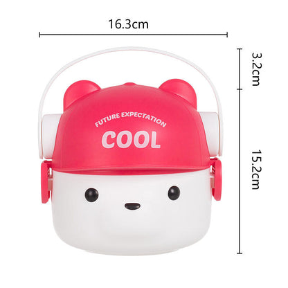 Dumb N Duck “Cool Bear” Kids Lunch Box with Inner Container & Spoon | Cute School Tiffin Box