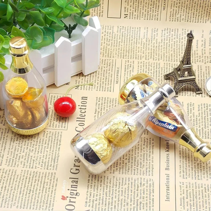 Silver Chandi Colour Champagne Design Plastic Storage Bottles (11.5 cm)