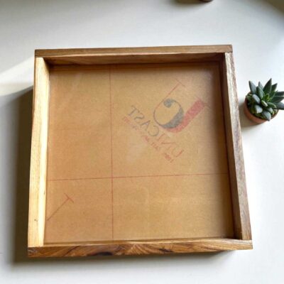 Teak Wood Varmala Frame with Acrylic Base 16x16inch