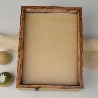 Teak Wood Varmala Frame with Acrylic Base 9x12inch