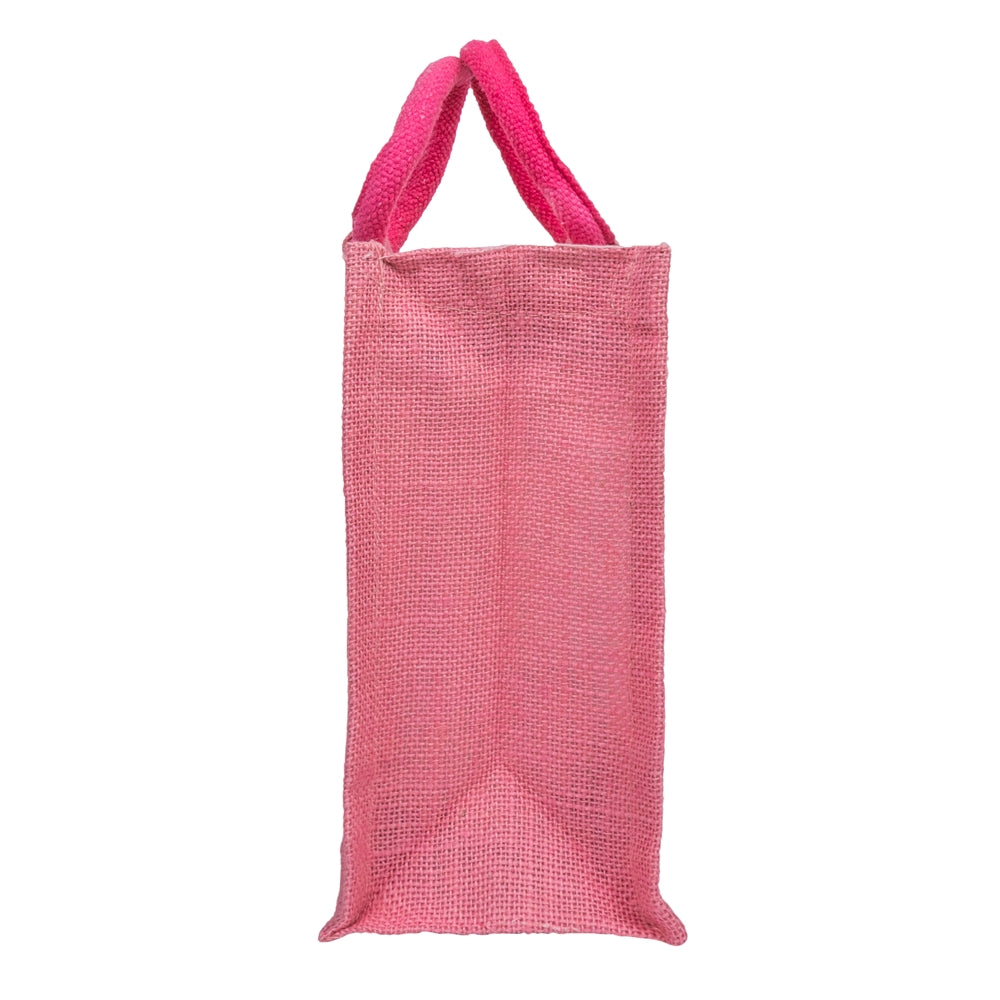 Zute.co Premium Pink Jute Window Hamper Bag with Rope Handle | 12x10x5 Inch Luxury Gift Bag