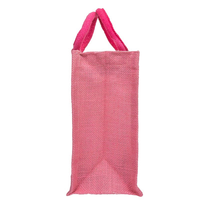 Zute.co Premium Pink Jute Window Hamper Bag with Rope Handle | 12x10x5 Inch Luxury Gift Bag
