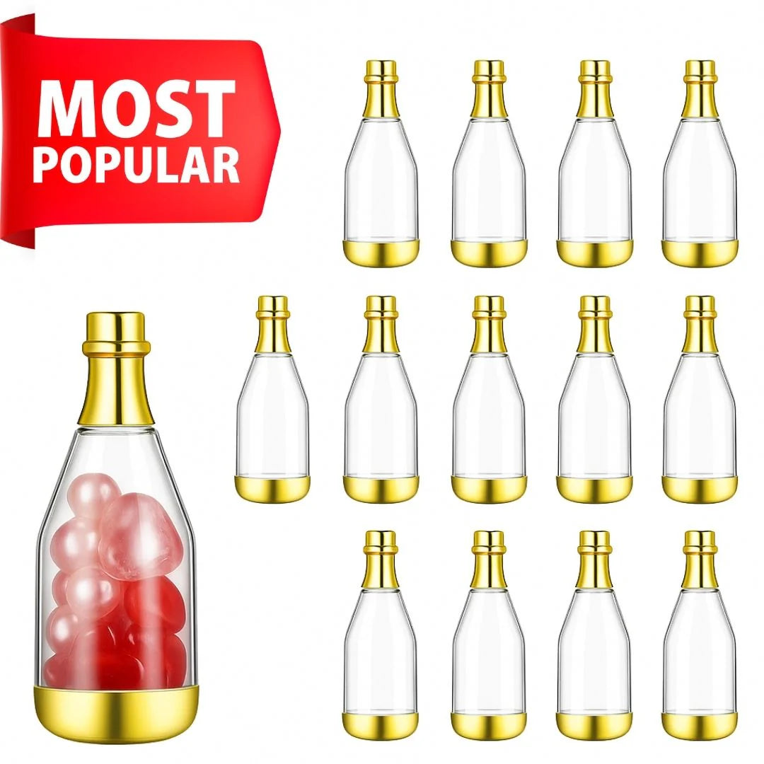 Golden Acrylic Box Champagne Design Plastic Storage Bottles (11.5 cm)