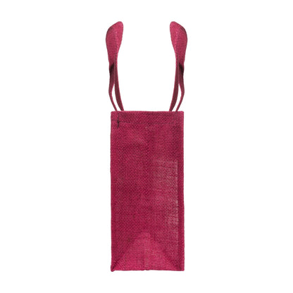12x10x5 inch Window Jute Hamper Bag – With Zip, Maroon, Self Handle