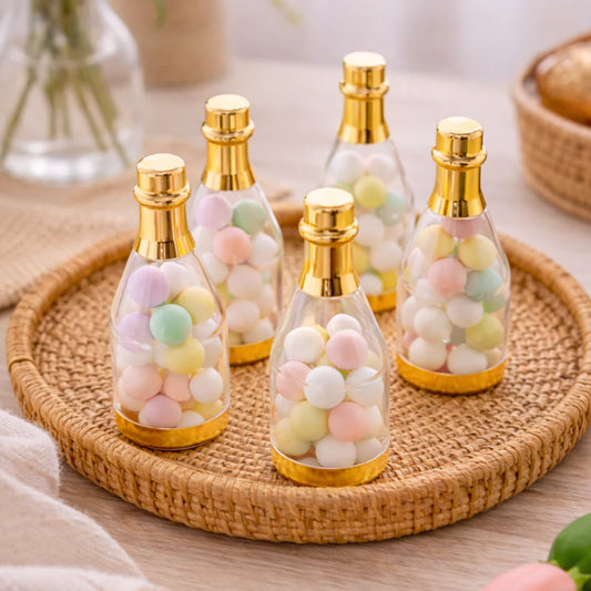 Golden Acrylic Box Champagne Design Plastic Storage Bottles (11.5 cm)