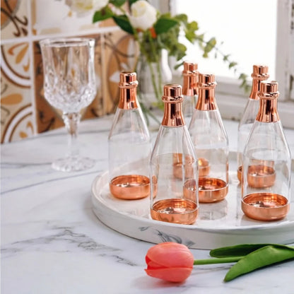 Rosegold Colour Champagne Design Plastic Storage Bottles (11.5 cm)