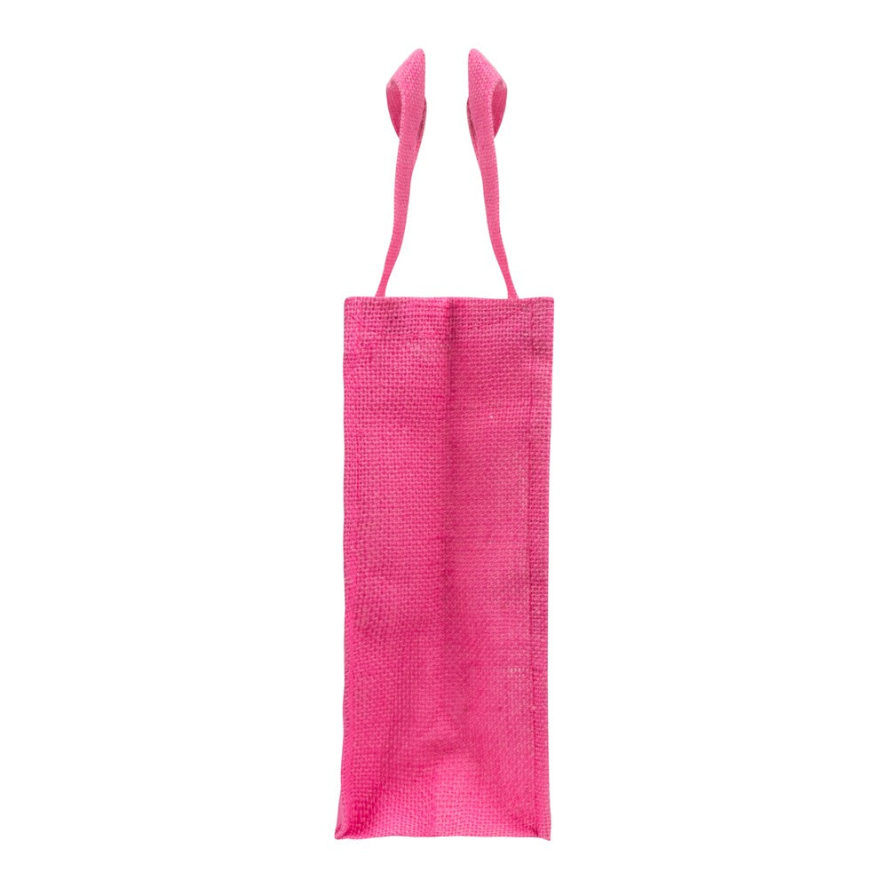 14x12x5 inch Window Jute Hamper Bag – With Zip, Pink, Self Handle