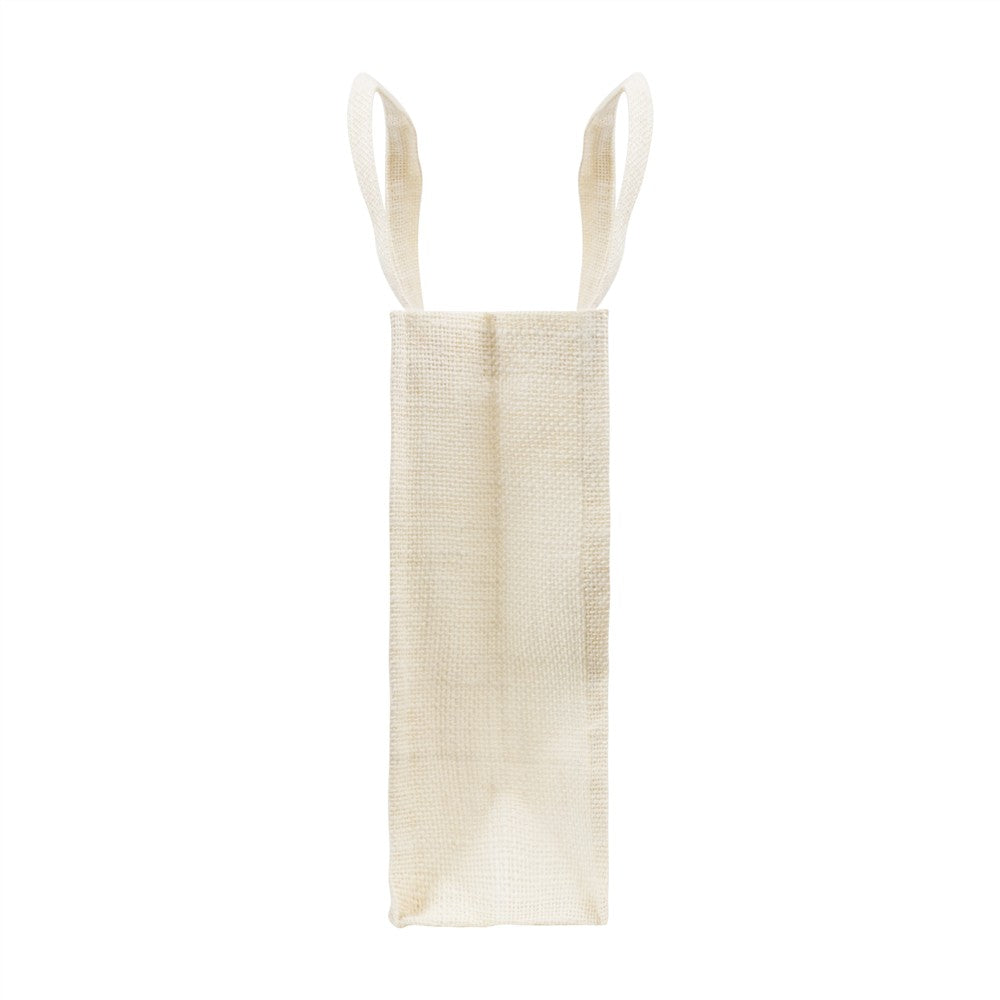 14x12x5 inch Window Jute Hamper Bag – With Zip, Off White, Self Handle