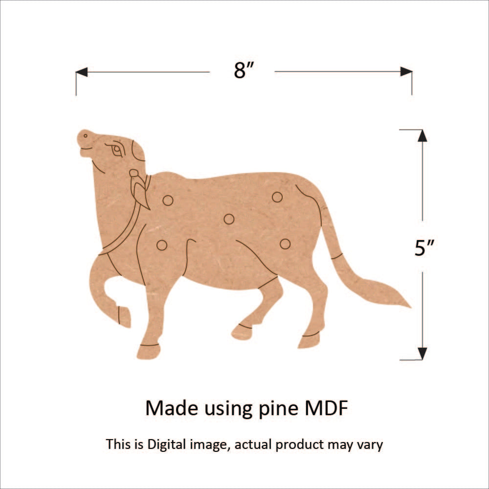 Pre-Marked MDF Cutout | Holy Cow / Gau Mata Shape for DIY Art (8" x 5")