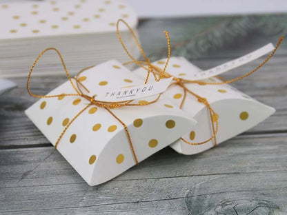 Golden Decorative Folding Paper pillow Gift Boxes For Gifting Chocolates, Dryfruits Items