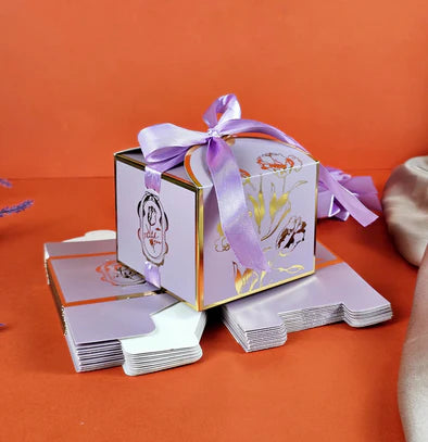 Small Size Square Shape Decorative Folding Storage Box (Purple)