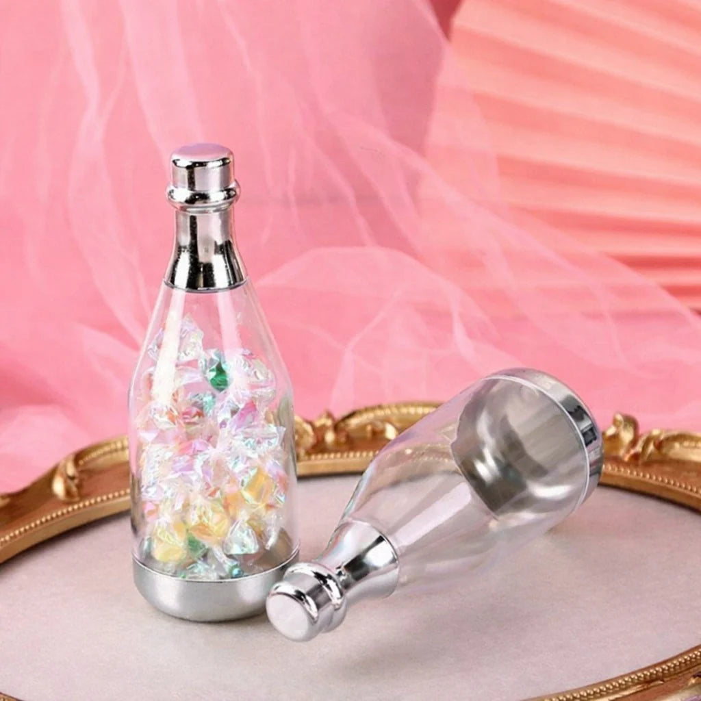 Silver Chandi Colour Champagne Design Plastic Storage Bottles (11.5 cm)