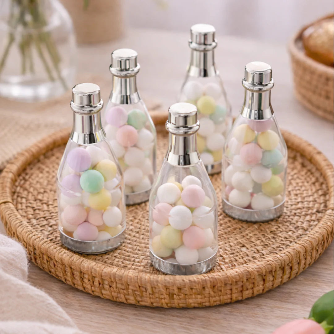 Silver Chandi Colour Champagne Design Plastic Storage Bottles (11.5 cm)