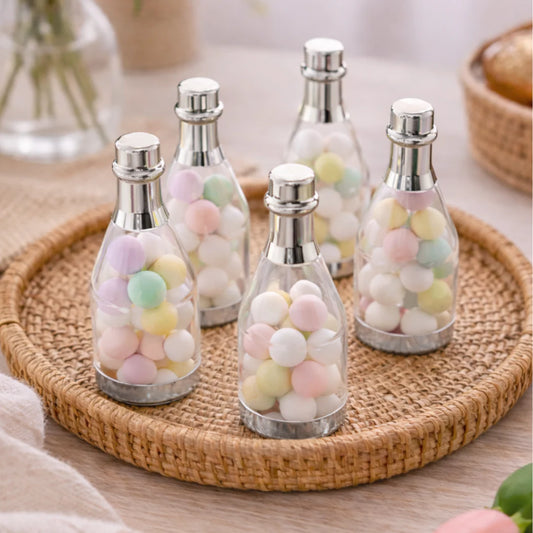 Silver Chandi Colour Champagne Design Plastic Storage Bottles (11.5 cm)