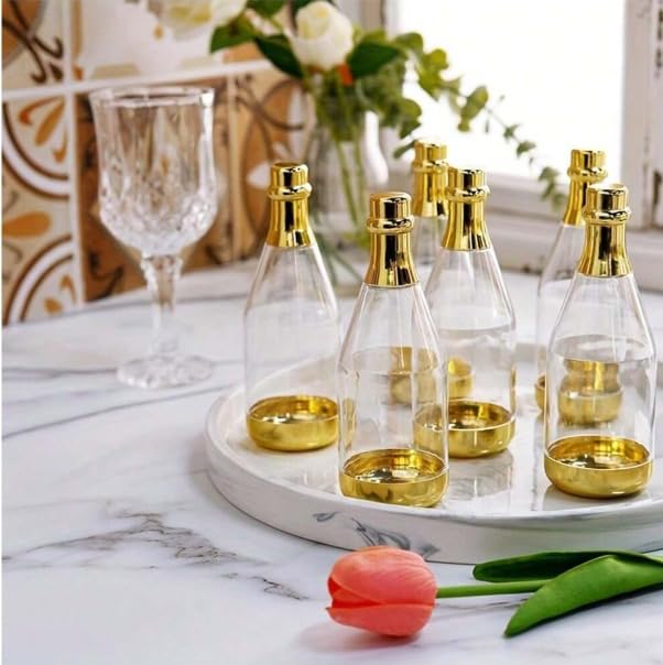 Golden Acrylic Box Champagne Design Plastic Storage Bottles (11.5 cm)