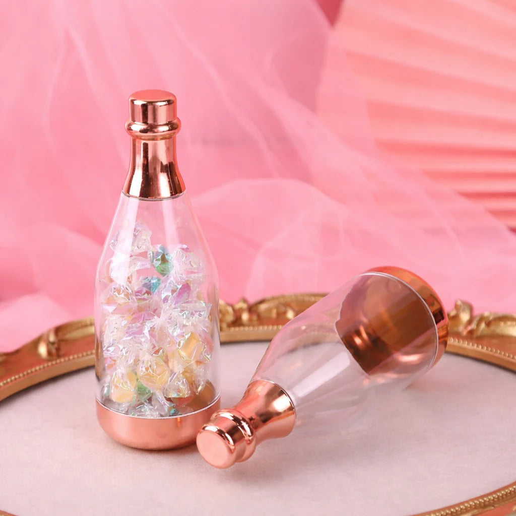 Rosegold Colour Champagne Design Plastic Storage Bottles (11.5 cm)