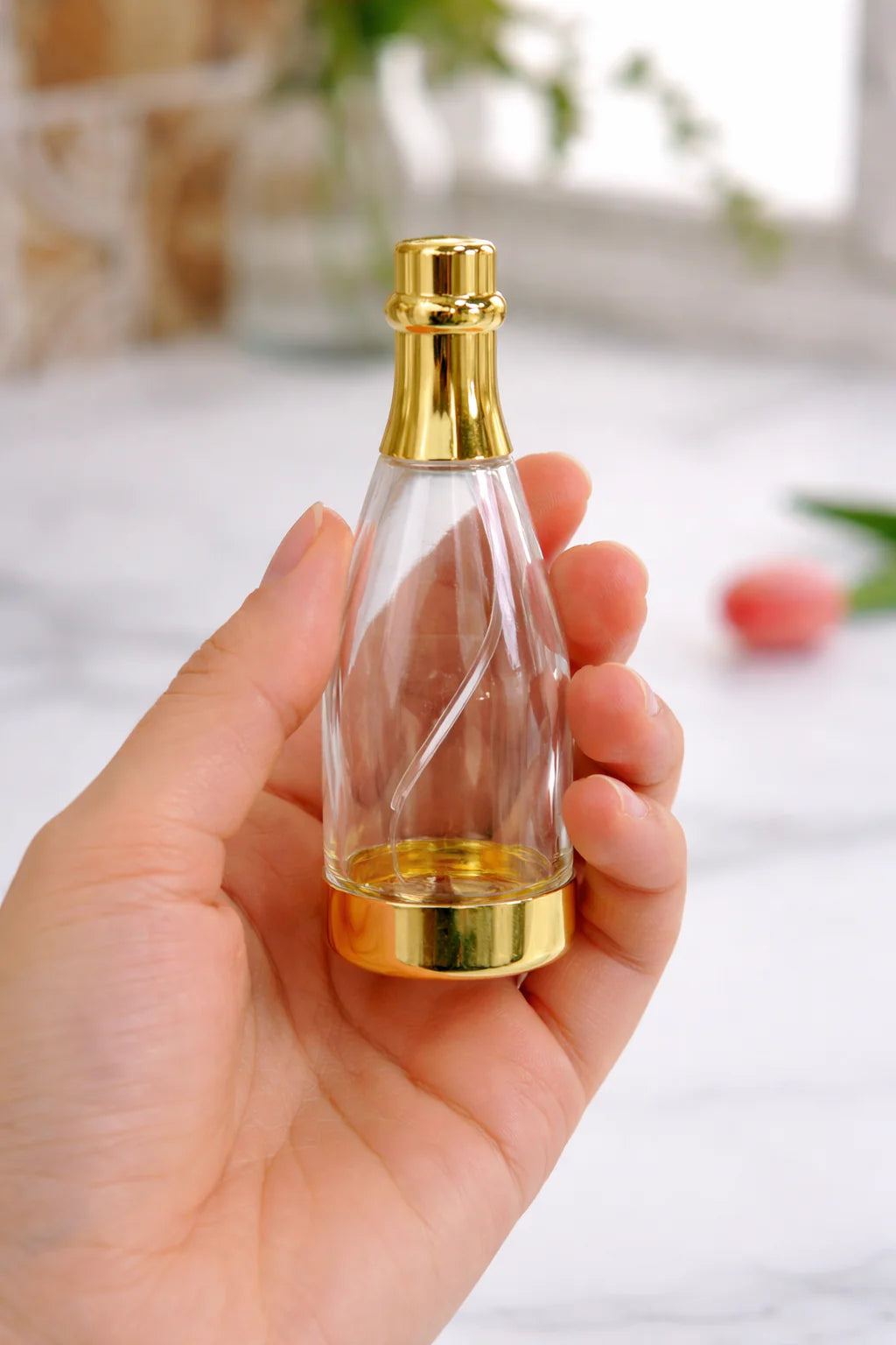 Golden Acrylic Box Champagne Design Plastic Storage Bottles (11.5 cm)
