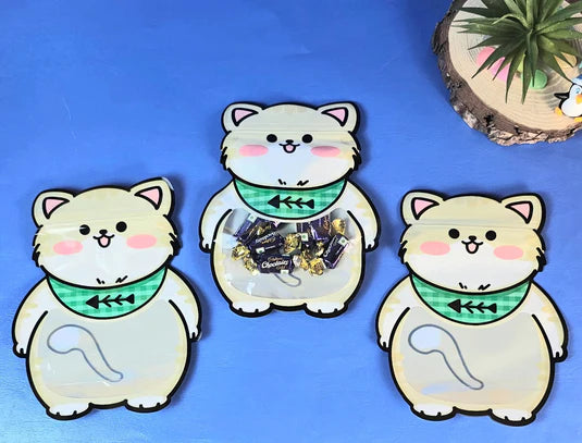 Cat Animal Design Ziplock Pouches For Gifting