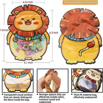 Lion Animal Design Ziplock Pouches For Gifting