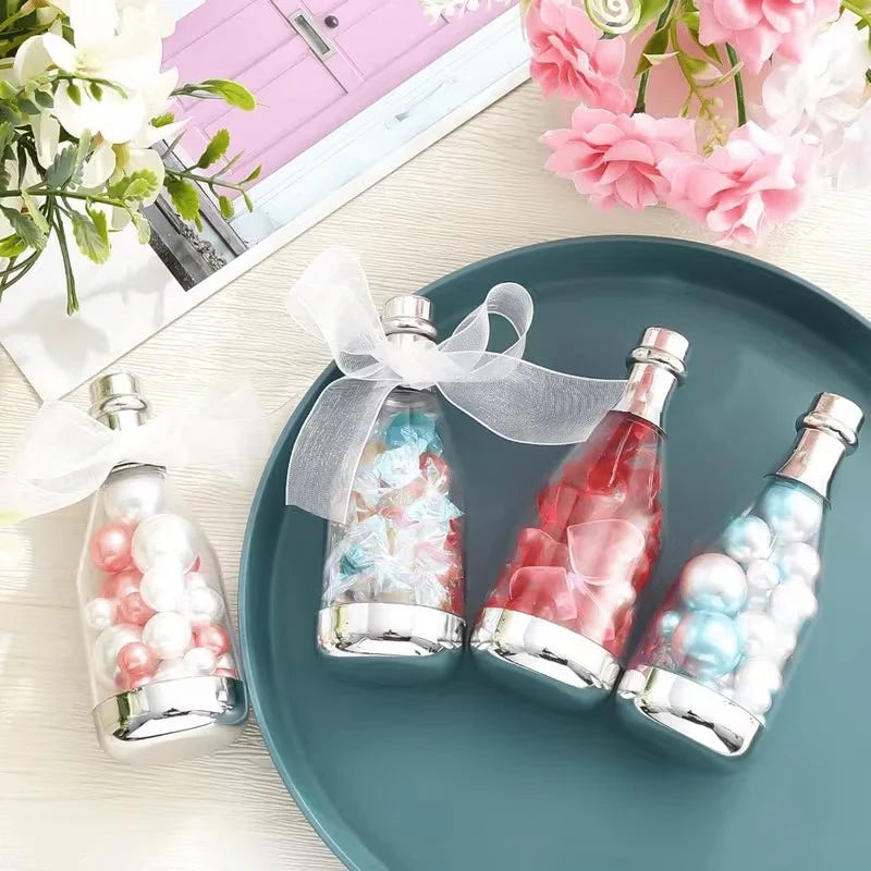 Silver Chandi Colour Champagne Design Plastic Storage Bottles (11.5 cm)