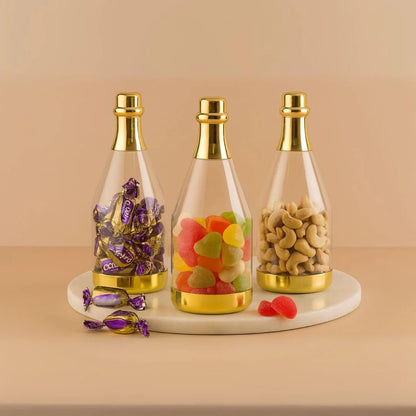 Golden Acrylic Box Champagne Design Plastic Storage Bottles (11.5 cm)