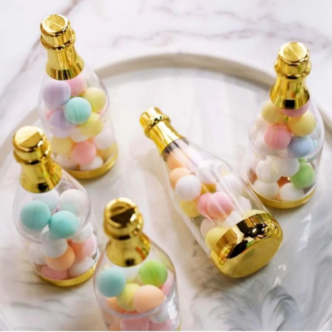 Golden Acrylic Box Champagne Design Plastic Storage Bottles (11.5 cm)