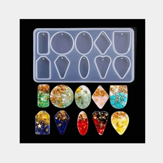 Keychain and Pendant 10 Cavity 16 x 10cm 5mm Depth Silicon Mould