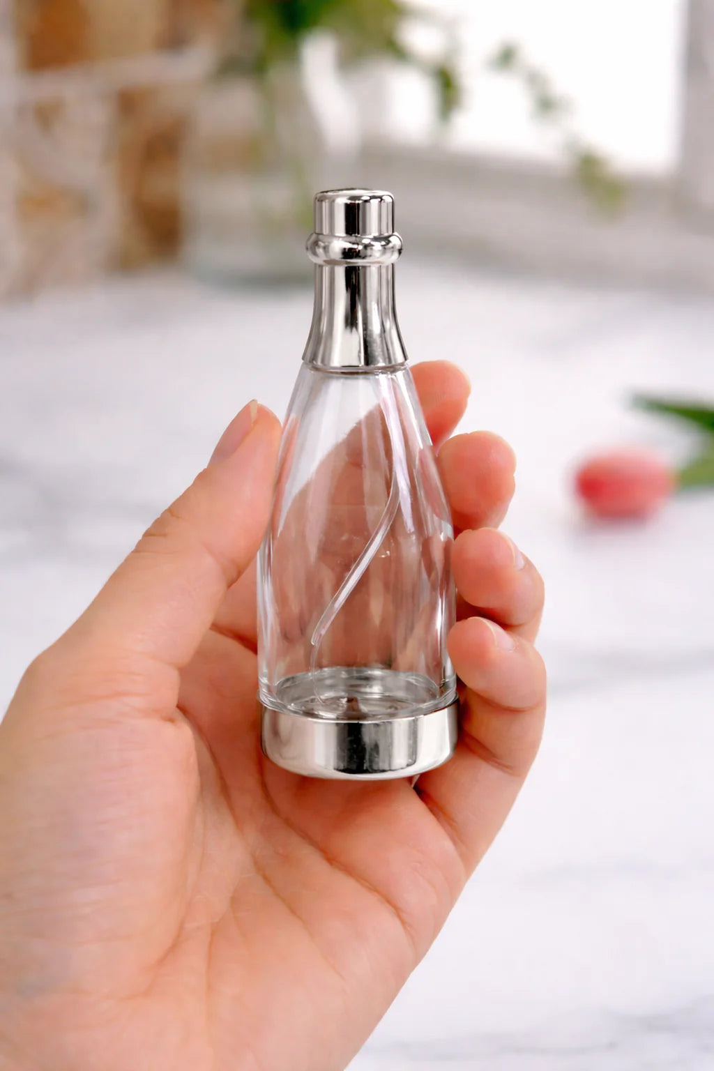 Silver Chandi Colour Champagne Design Plastic Storage Bottles (11.5 cm)
